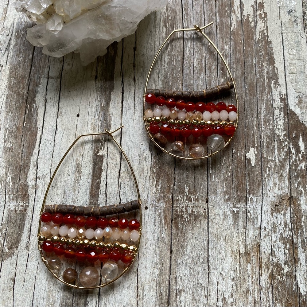 New Anthro Julien Beaded Hoop Earrings - Picture 5 of 5